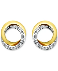 Giani Bernini Cubic Zirconia Interlocking Stud Earrings in Sterling Silver & 18k Gold Over Sterling Silver, Exclusively at Macy's