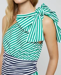 French Connection Women's Alexis Cotton One-Shoulder Striped Dress