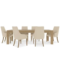 7pc Dining Set (Davie Rectangular Table & 6 Nelin Chairs)