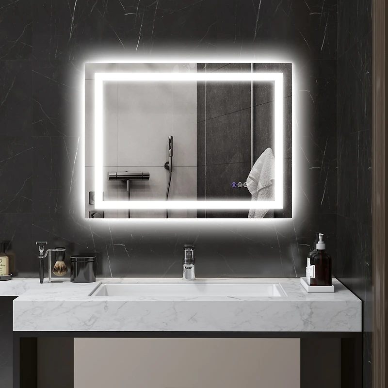 Homcom 32" x 24" Led Bathroom Mirror Infinite Color Temp Back & Front Lit