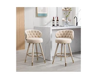 360° Swivel Counter Height Bar Stools Set of 2 with Solid Wood Legs for Kitchen or Dining Room-The Pop Home