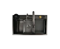DeerValley 32" x 18" Drop-in Single Bowl 304 Stainless Steel Polished Black Kitchen Sink Workstation with Accessories
