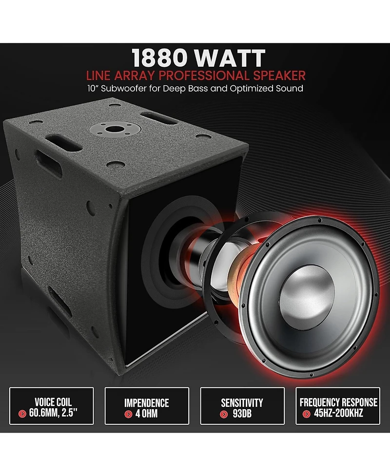 Pyle Wooden Column Speaker System with 10" Subwoofer & Bluetooth, 1880W