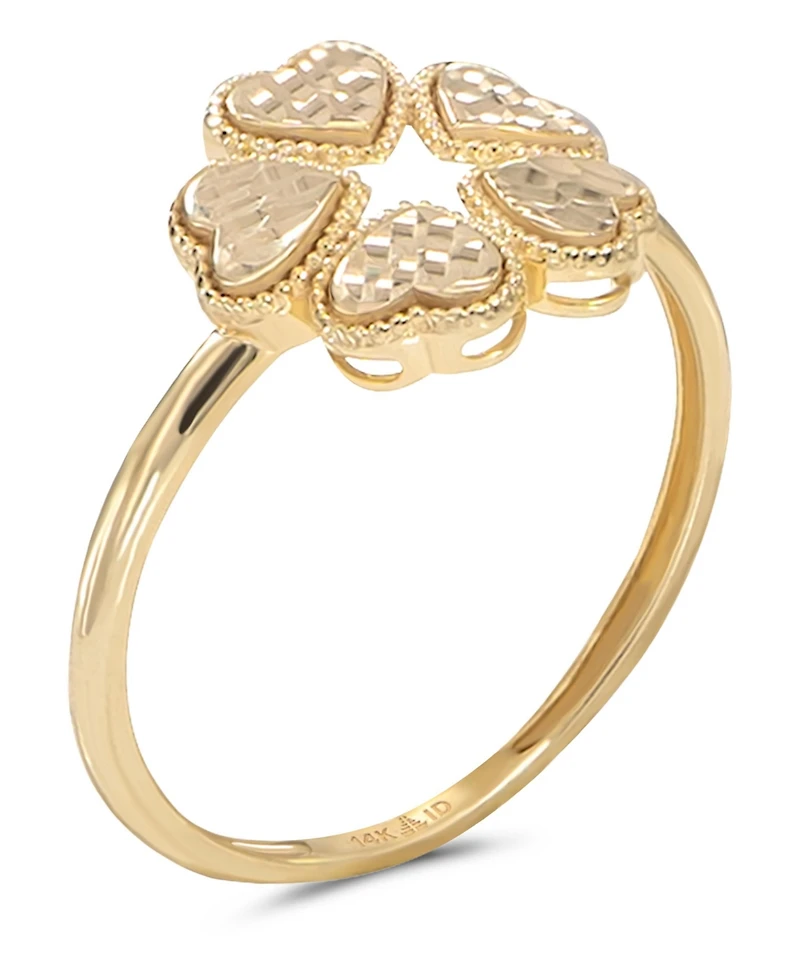 Devata Clover Heart Ring in 14K Gold, Size 6, approx. 1.8 grams.