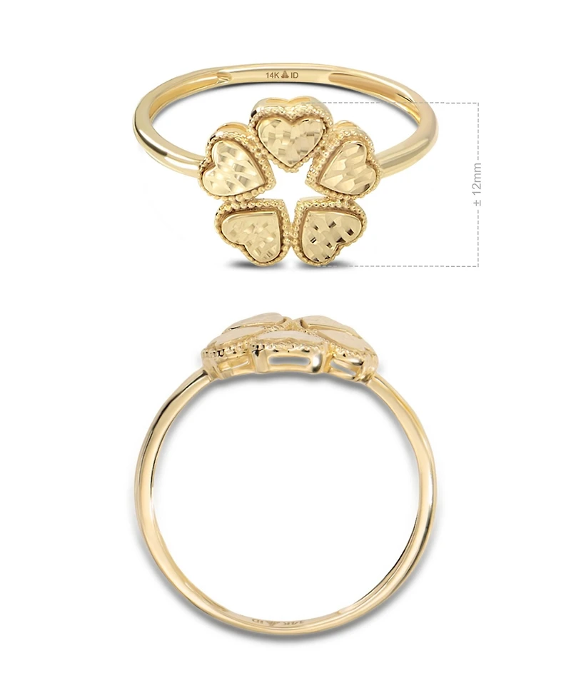 Devata Clover Heart Ring in 14K Gold, Size 7, approx. 1.9 grams.