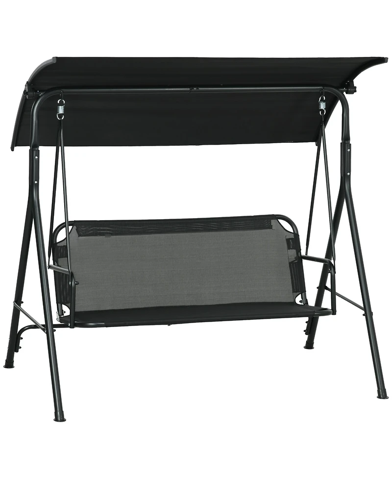 Outsunny 3-Seat Outdoor Patio Swing w/ Canopy & Cushion,