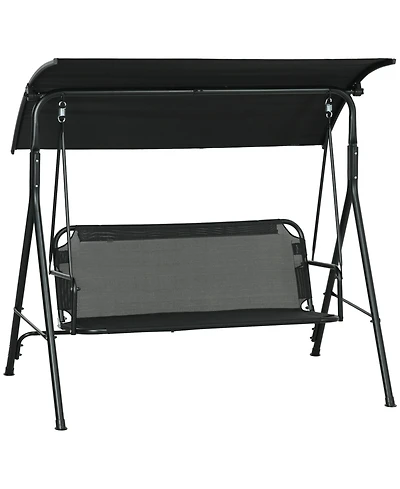 Outsunny 3-Seat Outdoor Patio Swing w/ Canopy & Cushion,