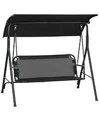 Outsunny 3-Seat Outdoor Patio Swing w/ Canopy & Cushion,