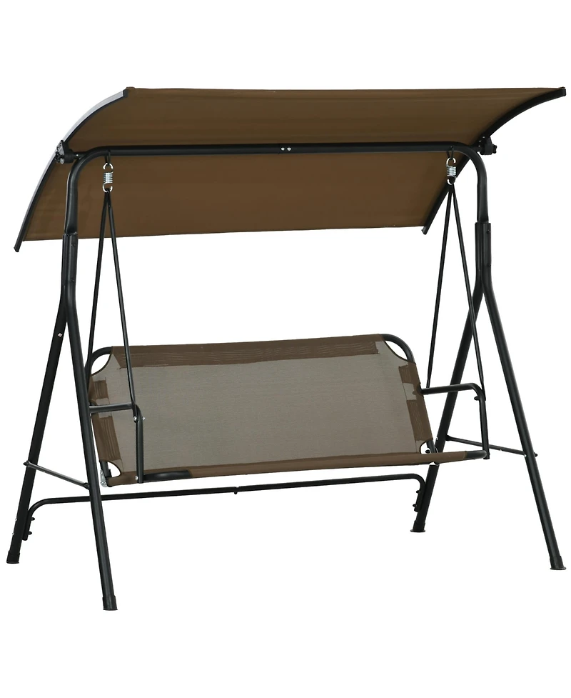 Outsunny 3-Seat Outdoor Patio Swing w/ Canopy & Cushion,