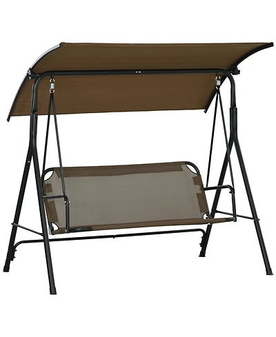 Outsunny 3-Seat Outdoor Patio Swing w/ Canopy & Cushion,