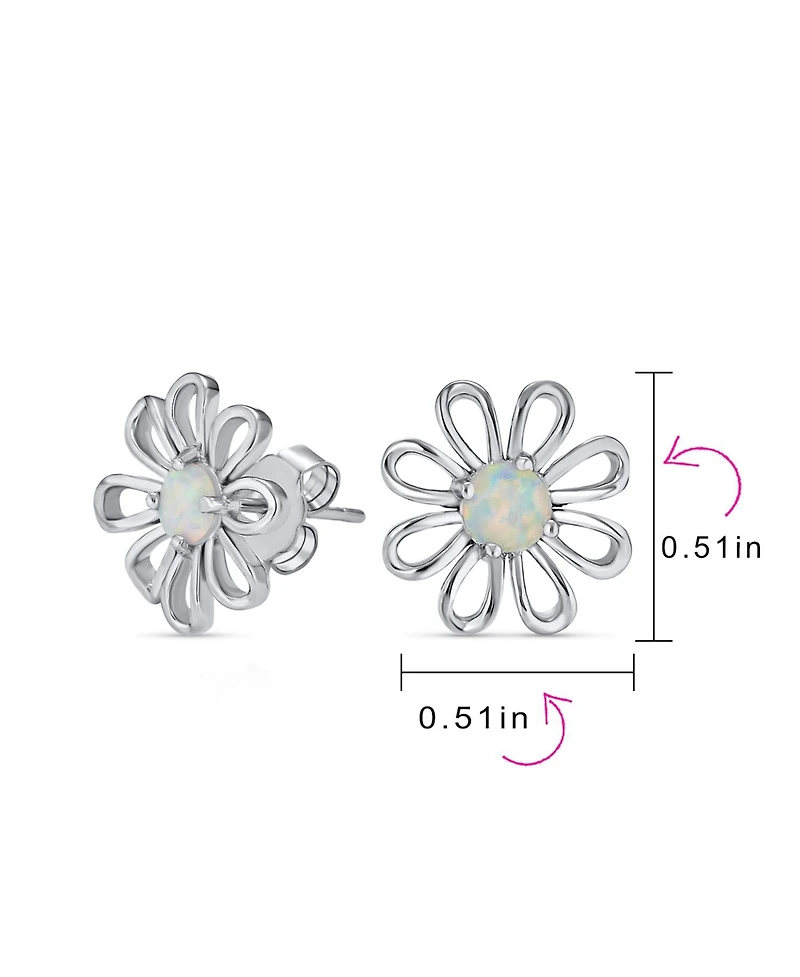 Bling Jewelry Synthetic White Opal Daisy Flower Stud Earrings Sterling Silver Jewelry