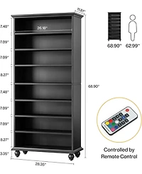 Tribesigns 69-Inch Tall Bookcase with Led Lighting, Modern 9-Tier Freestanding Bookshelf Solid Wood Legs, Wooden Open Display Shelf Organizer for