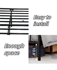gaomon Platform Bed Frame with Wooden Headboard, Heavy Duty Metal Slats Support