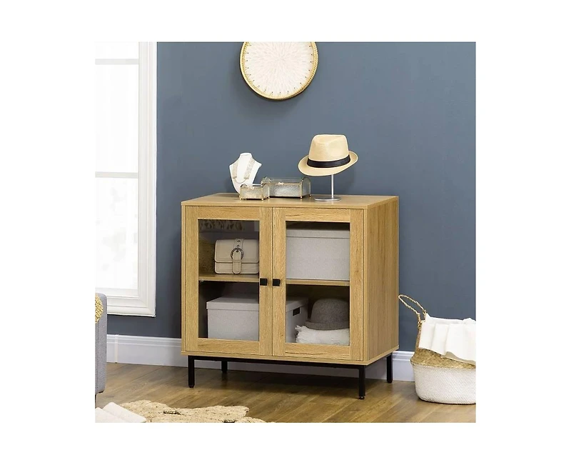 Slickblue Modern Glass Door Sideboard Buffet Dining Storage Cabinet for Stylish Organization