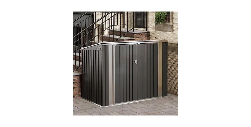 Slickblue Outdoor Trash Can Storage Shed Holds 2 Garbage Bins for Organized and Concealed Storage