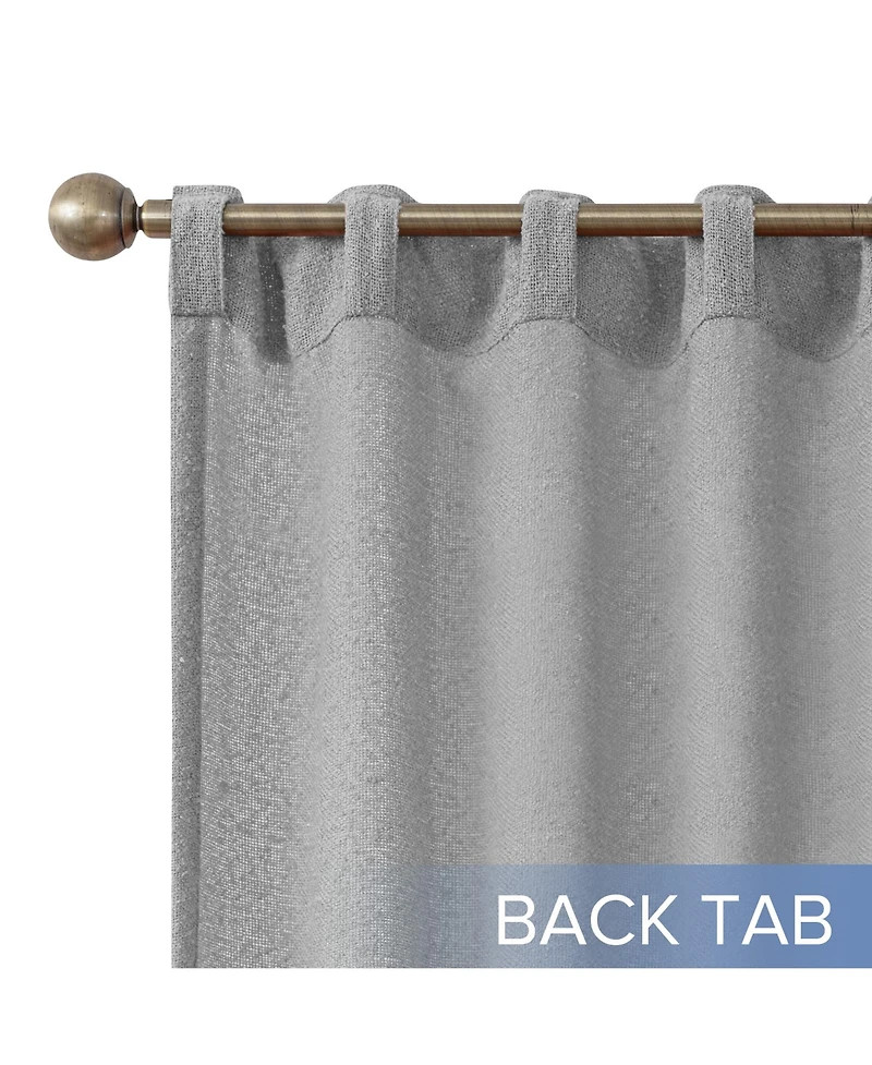 Boucle Light Filtering Back Tab Single Curtain Panel, 52"X96"