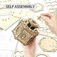 Robotime 3D Wooden Puzzles Delicate Box, Diy Model Kits, Romantic Gift Toy, Beige, 5.3"5.3"5.5
