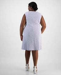 Connected Plus Metallic-Threaded Sleeveless Dress