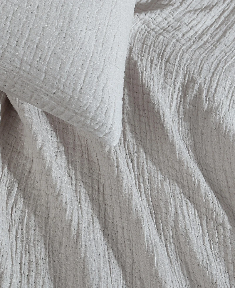 Calvin Klein Washed Texture Solid Cotton Jacquard 3 Piece Duvet Cover Set