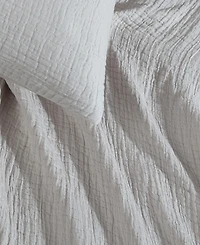 Calvin Klein Washed Texture Solid Cotton Jacquard 3 Piece Duvet Cover Set