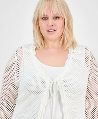 Madden Girl Trendy Plus Mesh Tie-Front Duster