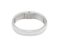 Peugeot Women's Silver-Tone Crystal Accented Cuff Bangle Fashion Watch
