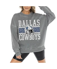Gameday Couture Women's Gray Dallas Cowboys Vintage Wash Oversized Crewneck Fleece Pullover