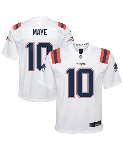 Nike Big Boys and Girls Drake Maye White New England Patriots Game Jersey