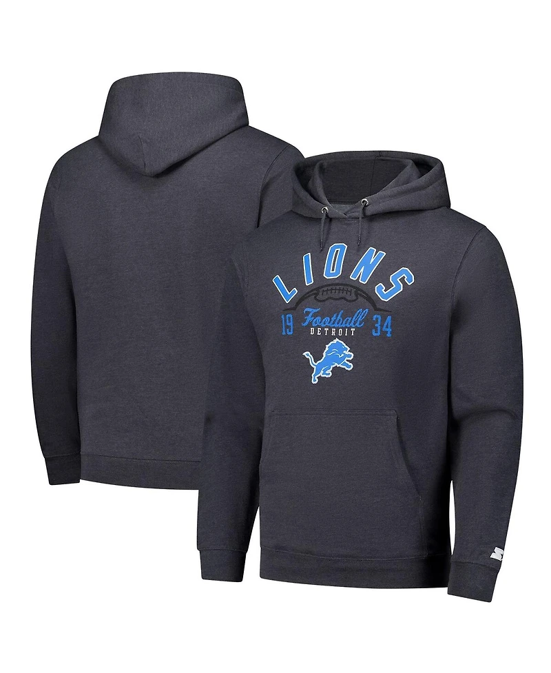 Starter Men's Charcoal Detroit Lions Pullover Hoodie