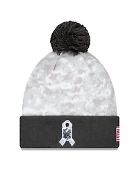 New Era Men's White/Graphite Dallas Cowboys 2024 Salute To Service Digital Camo Cuffed Knit Hat with Pom