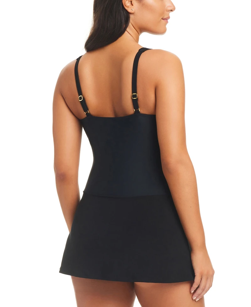 Beyond Control Women's Coastal Color-Block Square-Neck Swim Dress
