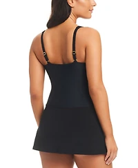 Beyond Control Women's Coastal Color-Block Square-Neck Swim Dress