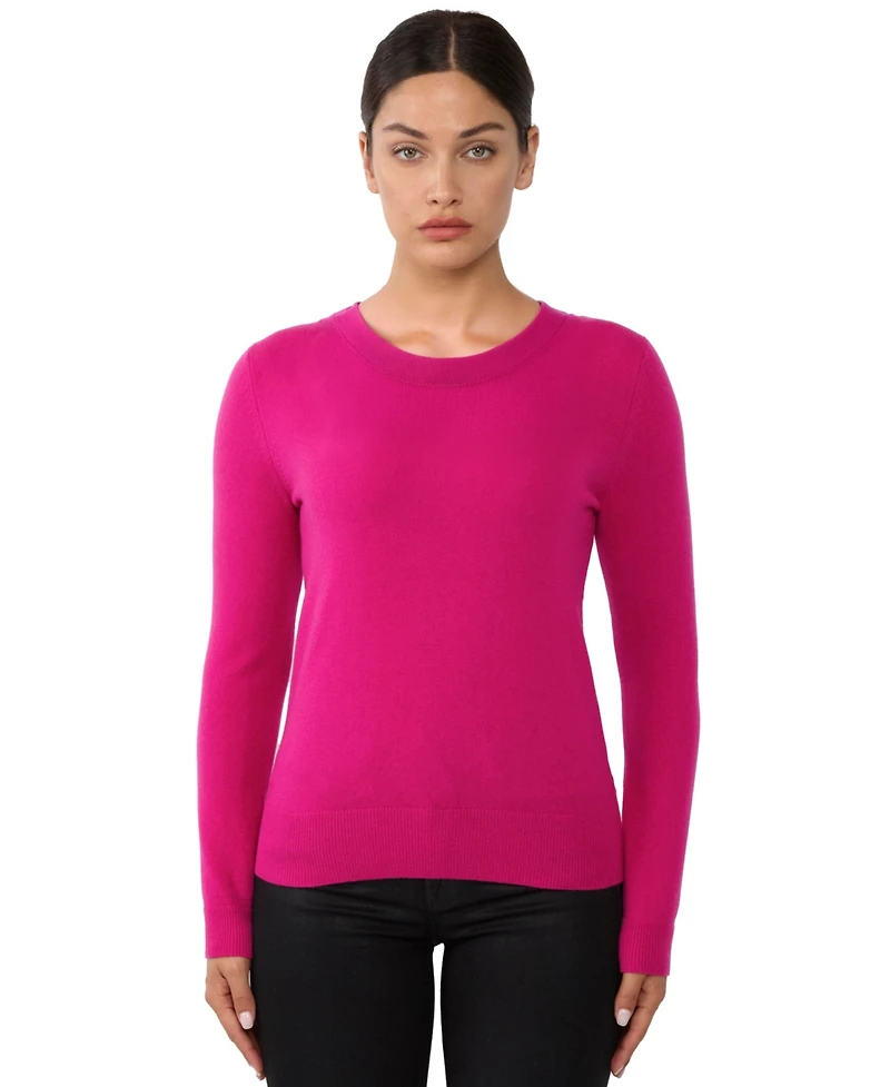 Jennie Liu Women's 100% Pure Cashmere Long Sleeve Crew Neck Pullover Sweater