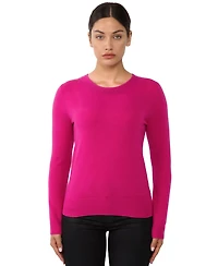 Jennie Liu Women's 100% Pure Cashmere Long Sleeve Crew Neck Pullover Sweater