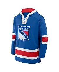 Fanatics Men's Blue/Red New York Rangers Inside Line Fleece Pullover Hoodie