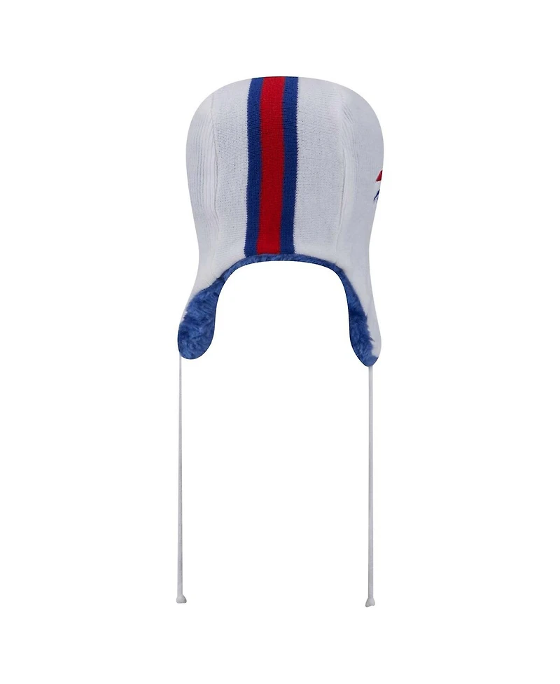 New Era Men's White Buffalo Bills Helmet Head Trapper Knit Hat