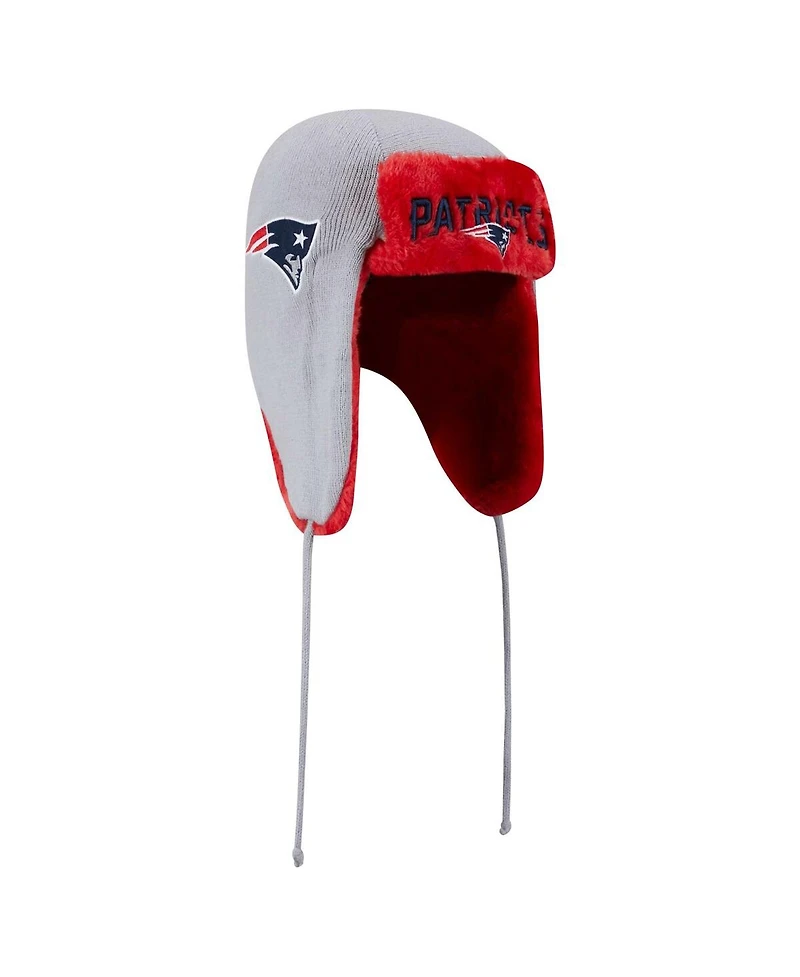 New Era Men's Gray New England Patriots Helmet Head Trapper Knit Hat