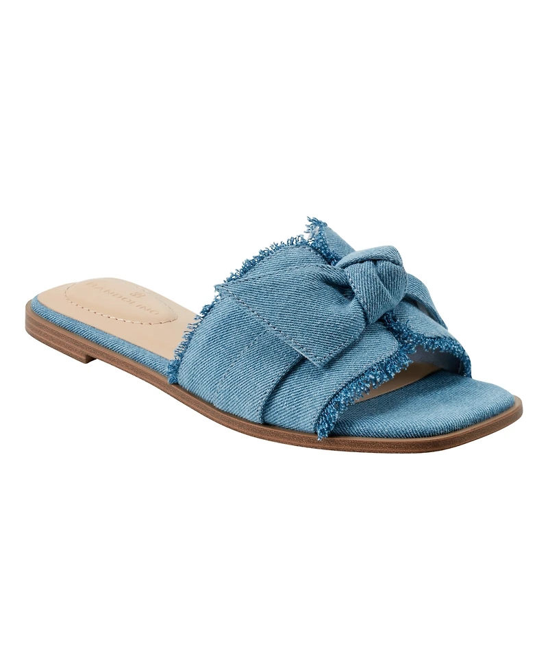 Bandolino Women's Vallen Knotted Bow Flat Slide Sandals