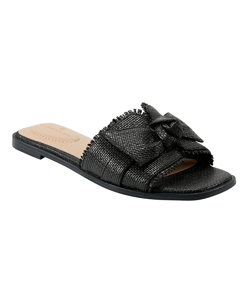 Bandolino Women's Vallen Knotted Bow Flat Slide Sandals