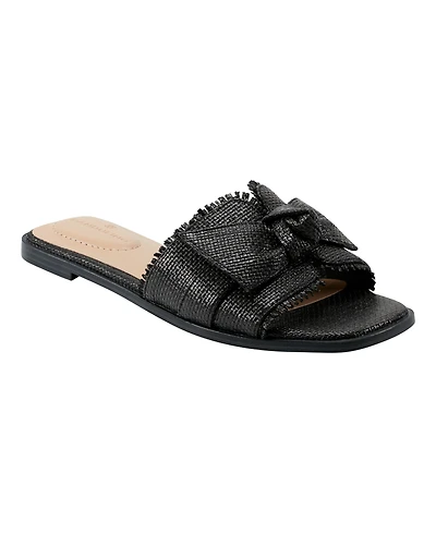 Bandolino Women's Vallen Knotted Bow Flat Slide Sandals