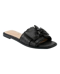 Bandolino Women's Vallen Knotted Bow Flat Slide Sandals