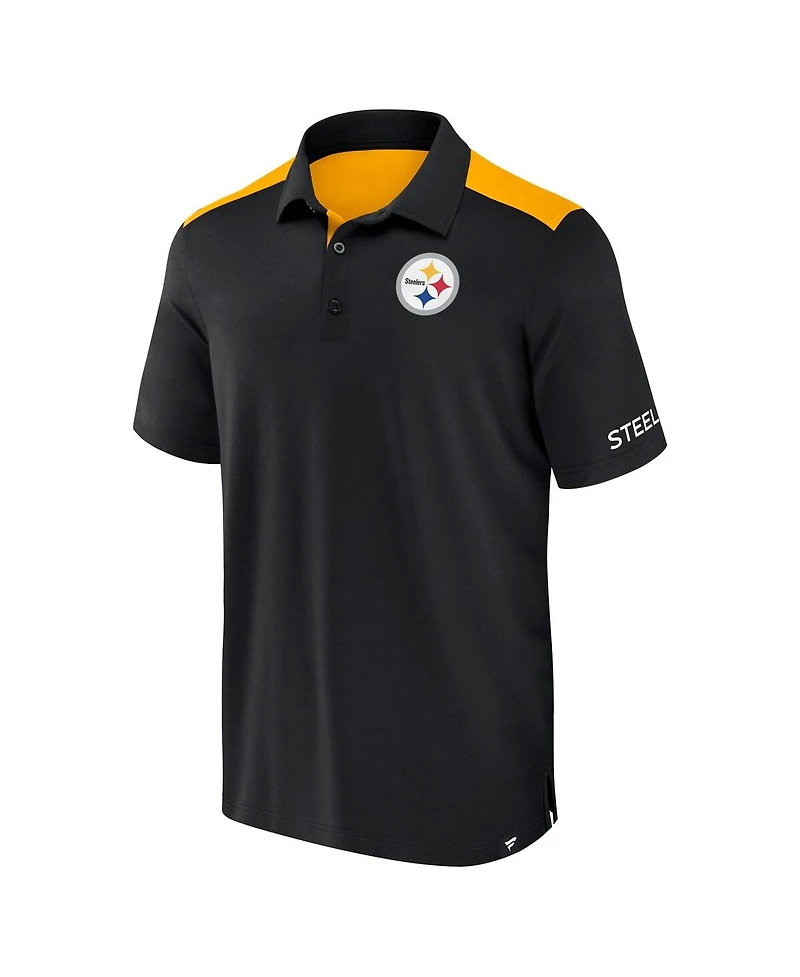 Fanatics Men's Black/Gold Pittsburgh Steelers Colorblock Polo