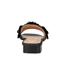 Bandolino Women's Marcell Flower Raffia Flat Slide Sandals