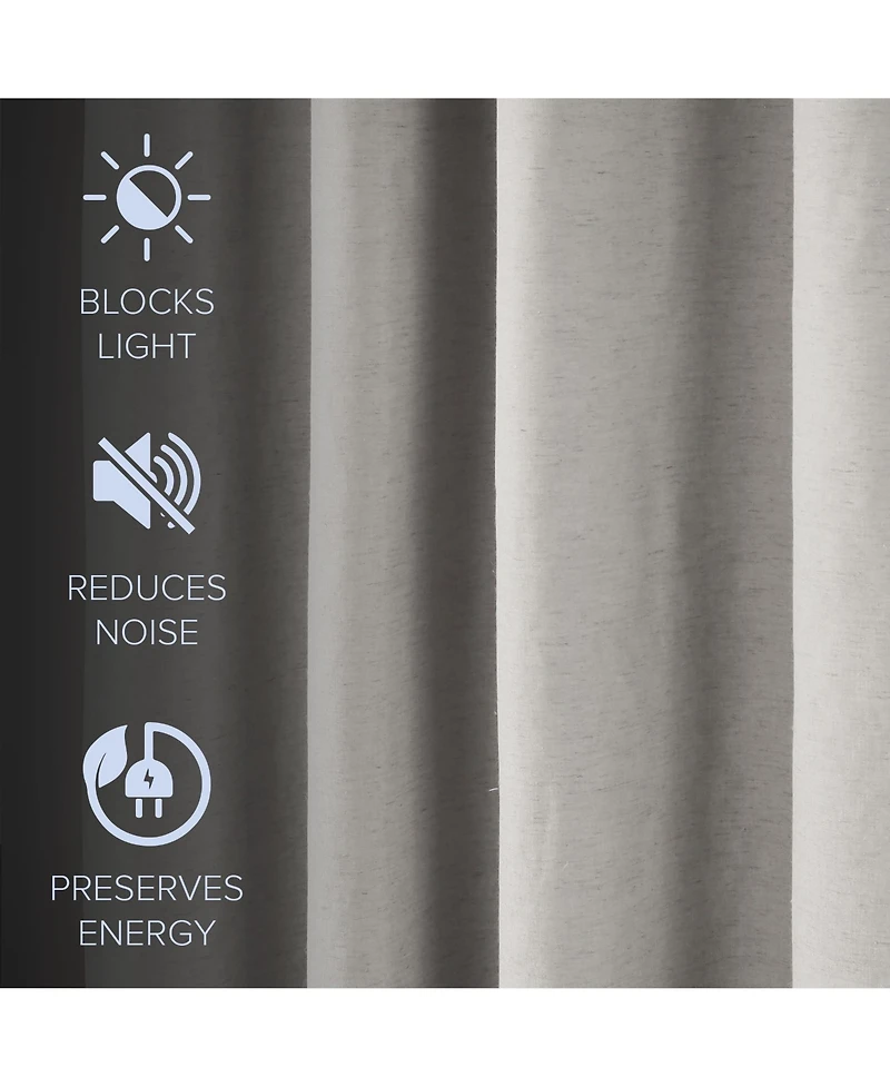 Linen Blend Total Blackout Grommet Curtains Pair, 52"X96"