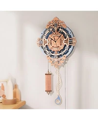 Robotime 3D Puzzle Vintage Wooden Pendulum Clock Kits 12", Design Building Model Set, 11.7"4.2"25.3"