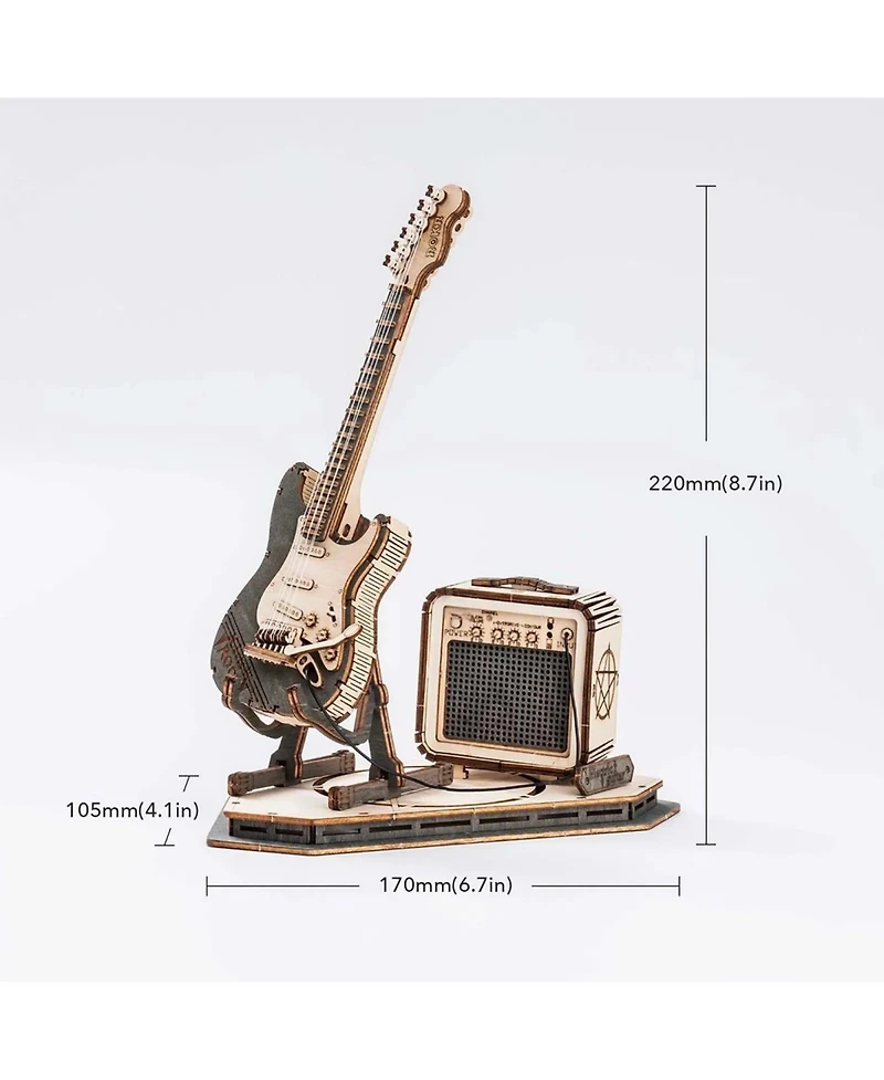 Robotime 3D Jigsaw Wooden Puzzle Guitar Model Gifts for Teen Adult, 6.7"4.1"8.7"