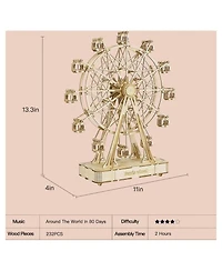 Robotime 3D Wooden Puzzle Stagecoach Model Model Kits Diy Cars Toy Gifts, Beige, 11"4"13.3"