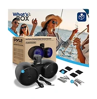 Pyle 8'' Dual Marine Wakeboard Speaker System with Led Lights, Water Resistant, Black