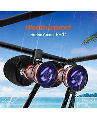 Pyle 8'' Marine Bluetooth Wakeboard Speaker System with Led Lights, 300W, Black