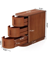 Tribesigns Solid Wood End Table, 3-Drawer Modern Sofa Side Narrow Chair Table Slim Nightstand for Living Room, Bedroom, Finished Back, No